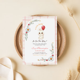 Invitation Bunny Gingham Floral Fille Baby Shower