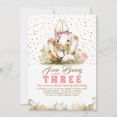 Invitation Bunny Gold Parties scintillant rose Floral Anniver (Devant)