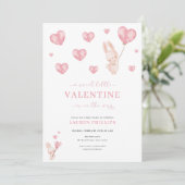 Invitation Bunny Hearts Little Valentine Baby shower (Debout devant)