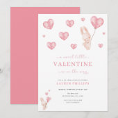 Invitation Bunny Hearts Little Valentine Baby shower (Devant / Derrière)
