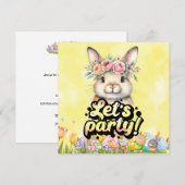 Invitation Bunny Hop à Pâques : Sauvez la date (Devant / Derrière)