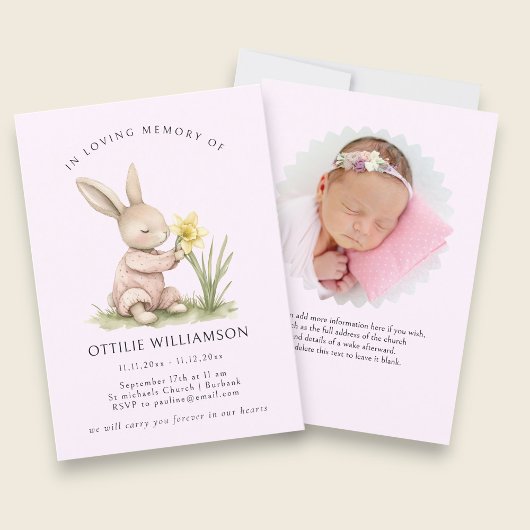 Invitation Bunny In Loving Memory Announcement