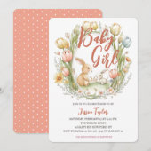Invitation Bunny Oval Tulip Cadre de printemps Baby shower fi (Devant / Derrière)