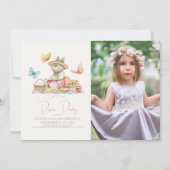 Invitation Bunny & Papillons Pique-nique Tea Party Anniversai (Devant)