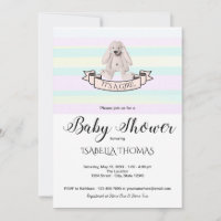 Bunny Pastel Rose Bleu Jaune Baby shower de rayure