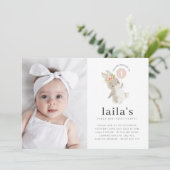 Invitation Bunny Pink Balloon Photo 1er Anniversaire Invitati (Debout devant)