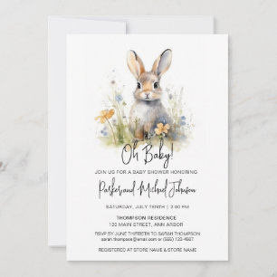 Invitation Bunny Rabbit Baby shower forestier