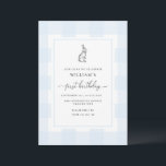 Invitation Bunny Rabbit Bleu En vichy 1er Anniversaire Invita<br><div class="desc">Célébrez le premier anniversaire de votre fils avec cette invitation classique en vichy baby shower garçon. Le design se compose d'un design en vichy intemporel et d'un lapin dessiné à la main. L'en-tête de script "premier anniversaire" est une image qui ne peut pas être modifiée. L'image de titre peut être...</div>
