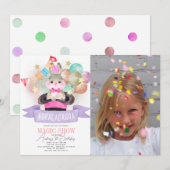 Invitation Bunny Rabbit Magic Show Girl Birthday Photo (Devant / Derrière)