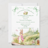 Invitation Bunny Rose Bows Baby shower Whimsical (Devant)