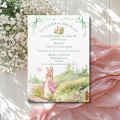 Invitation Bunny Rose Bows Baby shower Whimsical