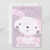 Invitation Bunny rose et violet À petits pois filles fête d'a (Devant)