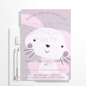 Invitation Bunny rose et violet À petits pois filles fête d'a