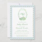 Invitation Bunny Spring En vichy Baby shower Monogramme (Devant)