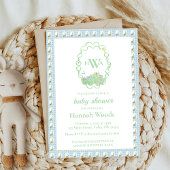 Invitation Bunny Spring En vichy Baby shower Monogramme