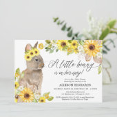 Invitation Bunny tournesol jaune mignon fille baby shower (Debout devant)