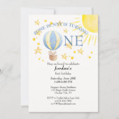 Invitation Bunny Turning One Autour Du Soleil Garçons 1Er Ann (Devant)