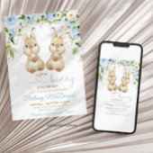 Invitation Bunny twins baby shower