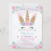Invitation Bunny Unicorn Anniversaire Invitation, Bunny Anniv (Devant)