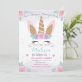 Invitation Bunny Unicorn Anniversaire Invitation, Bunny Anniv (Debout devant)