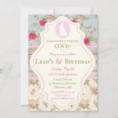 Invitation Bunny Victorian Floral Shabby Chic Party (Devant)