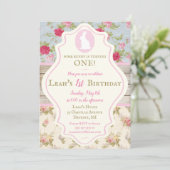 Invitation Bunny Victorian Floral Shabby Chic Party (Debout devant)