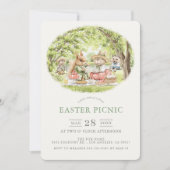 Invitation Bunny Woodland Animals Easter Picnic (Devant)