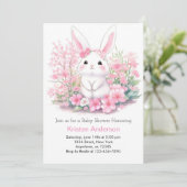 Invitation Bunny's Pink Woodland Adventure Baby shower (Debout devant)