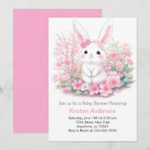 Invitation Bunny's Pink Woodland Adventure Baby shower (Devant / Derrière)