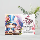 Invitation Bunny's Wonderland Tea Party Baby shower (Debout devant)