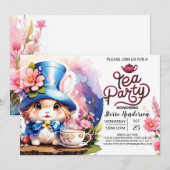 Invitation Bunny's Wonderland Tea Party Baby shower (Devant / Derrière)