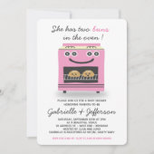 Invitation Buns Roses Dans Le Four Twins Baby shower Invitati (Devant)