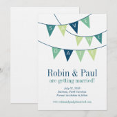 Invitation Bunting Enregistrez la date (Devant / Derrière)