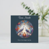 Invitation Buon Natale 2 colombes fête de Noël italienne (Debout devant)