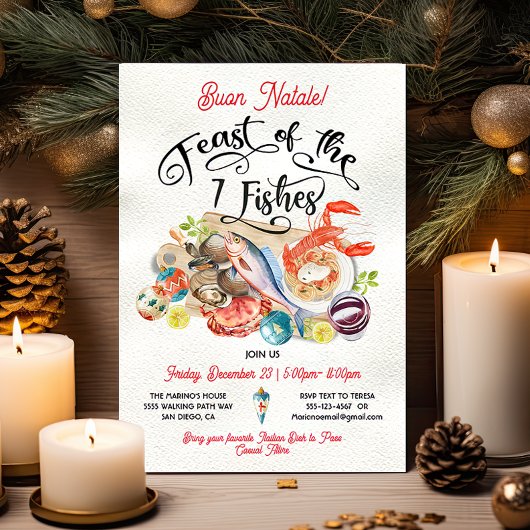 Invitation Buon Natale Fête des 7 Poissons Fête de Noël