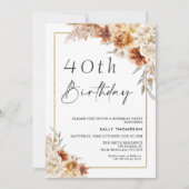 Invitation Burange Boho Pampas Grass Gold Frame Anniversaire (Devant)