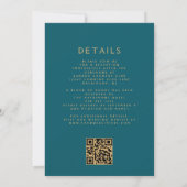Invitation Burange or Floral Turquoise bleu QR Code Mariage (Dos)
