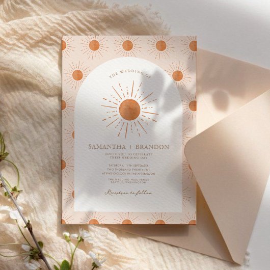 Invitation Burange Sun Celestial Boho Mariage Qr Code