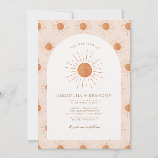 Invitation Burange Sun Celestial Boho Mariage Qr Code (Devant)