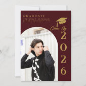 Invitation Burdundy  and Gold Photo Graduation (Devant)