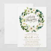 Invitation Bureau de courroie florale blanche Fête de Noël de (Devant / Derrière)
