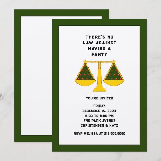 Invitation Bureau de Droit Fête (Devant / Derrière)