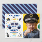 Invitation Bureau de voiture de police Photo fête d'anniversa (Devant / Derrière)