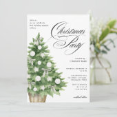 Invitation Bureau Noël Snowy Tree Logo d'entreprise (Debout devant)