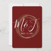 Invitation Burgandy Gold Foil Pampas Mariage Suite (Dos)