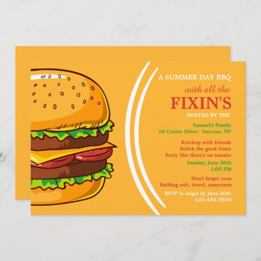 Invitation Burger (Devant / Derrière)