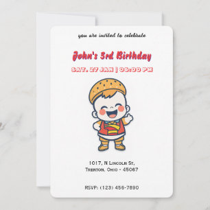 Invitation Burger Baby Personnalisé Anniversaire