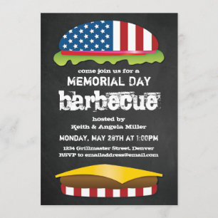 Invitation Burger BBQ Patriotique Memorial Day
