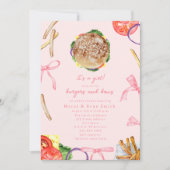 Invitation Burger & Bows Hamburger BBQ Baby shower cuisine (Devant)
