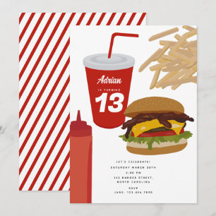 Invitation Burger de restauration rapide Frites BBQ Anniversa